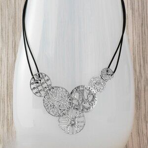 Retired Silpada “Filigree Art” Sterling Silver Necklace w/ Leather Cord – 18”